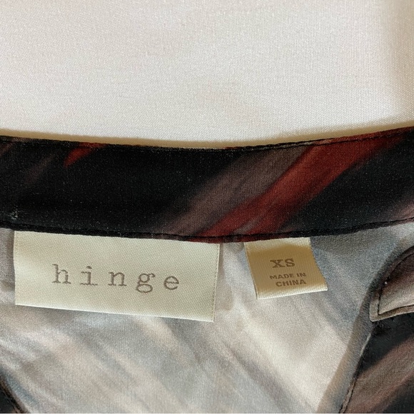 Cool abstract print blouse in browns, red and black by Hinge - Picture 9 of 11